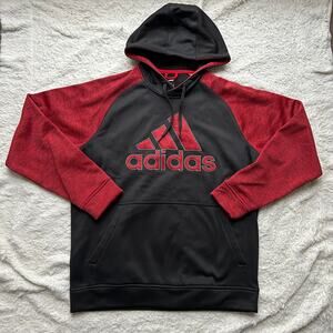 Adidas Red and Black Large Logo Hoodie Men's Size Large